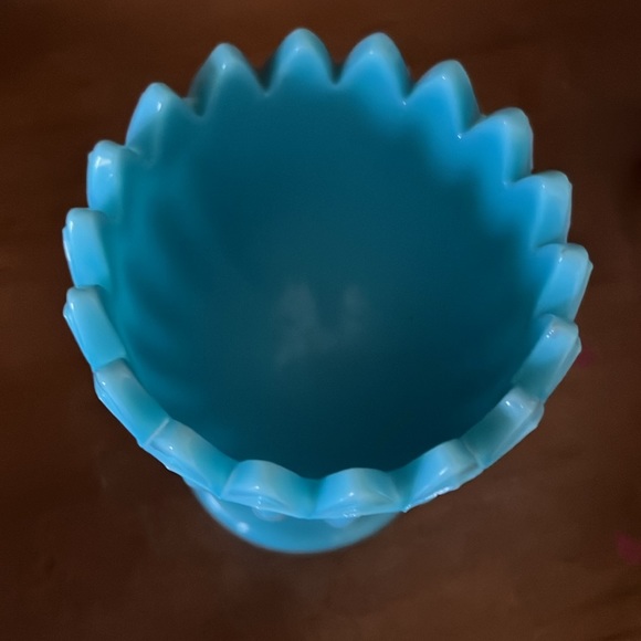 Portieux Vallerysthal Blue Opaline Beaded Pedestal Compote or Small Goblet - Picture 10 of 10